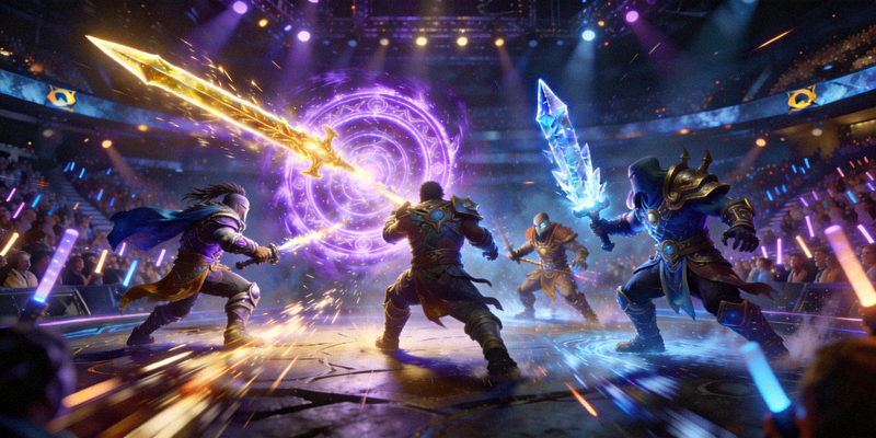 DOTA2国际邀请赛TI现场 - 激烈的团队战斗与华丽的游戏特效画面