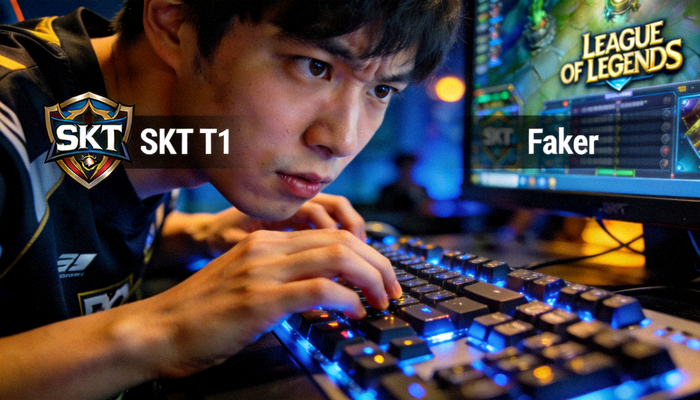 Faker李相赫选手比赛特写 - 英雄联盟传奇中单专注操作瞬间